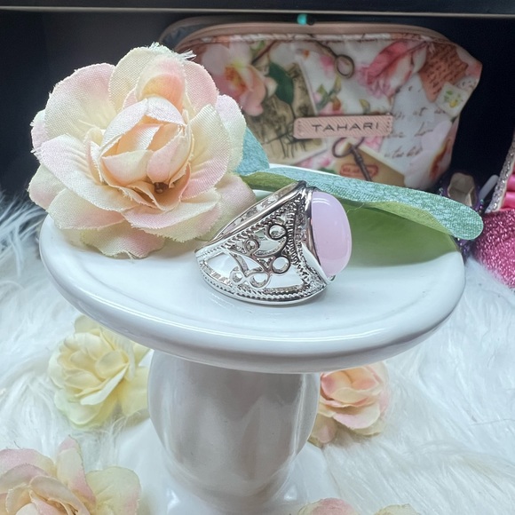 Silver Plate Boho Pink Women’s Ring size 8,9 - Picture 5 of 7